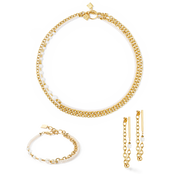 Halskette Chain & Pearl Fever weiß-gold von COEUR DE LION – im Set mit passenden Schmuckstücken