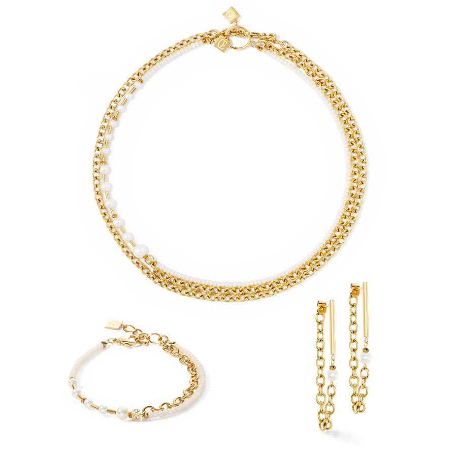 Halskette Chain & Pearl Fever weiß-gold