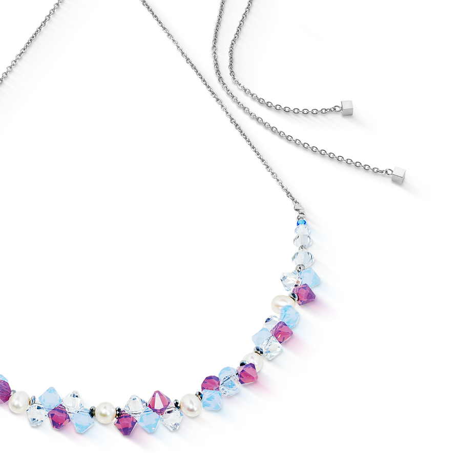 Halskette Dancing Crystals & Pearls flieder-blau
