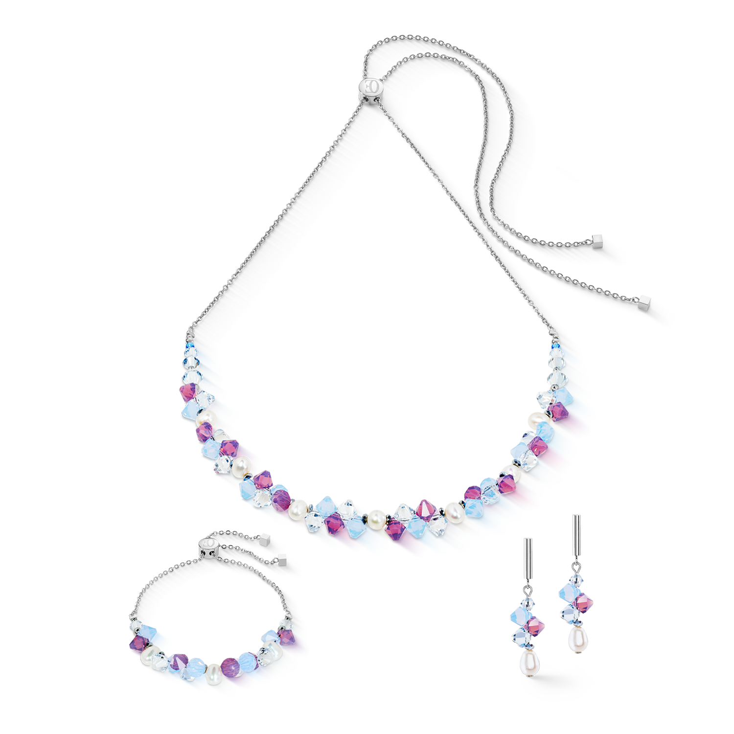 Halskette Dancing Crystals & Pearls flieder-blau