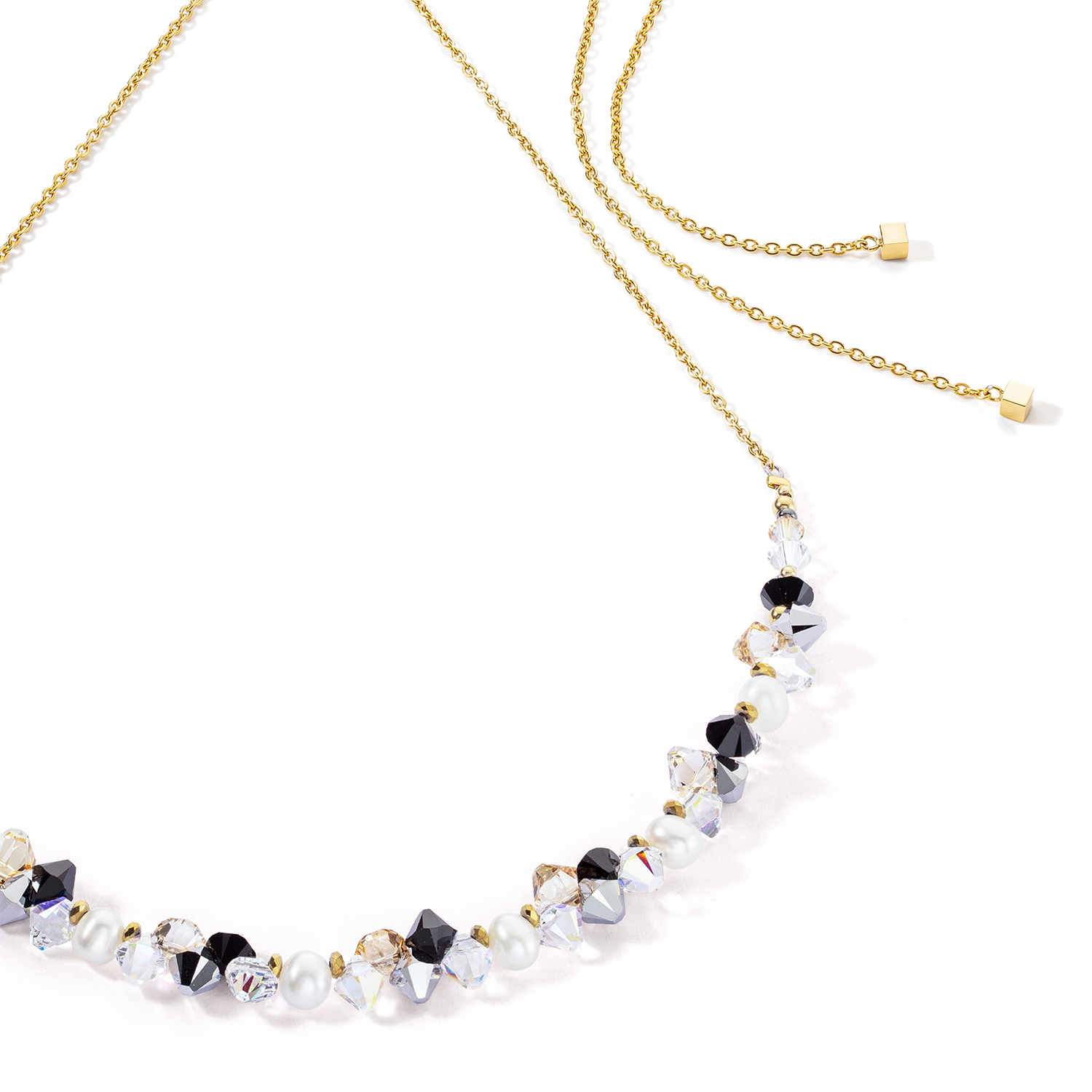 Halskette Dancing Crystals & Pearls silber-schwarz