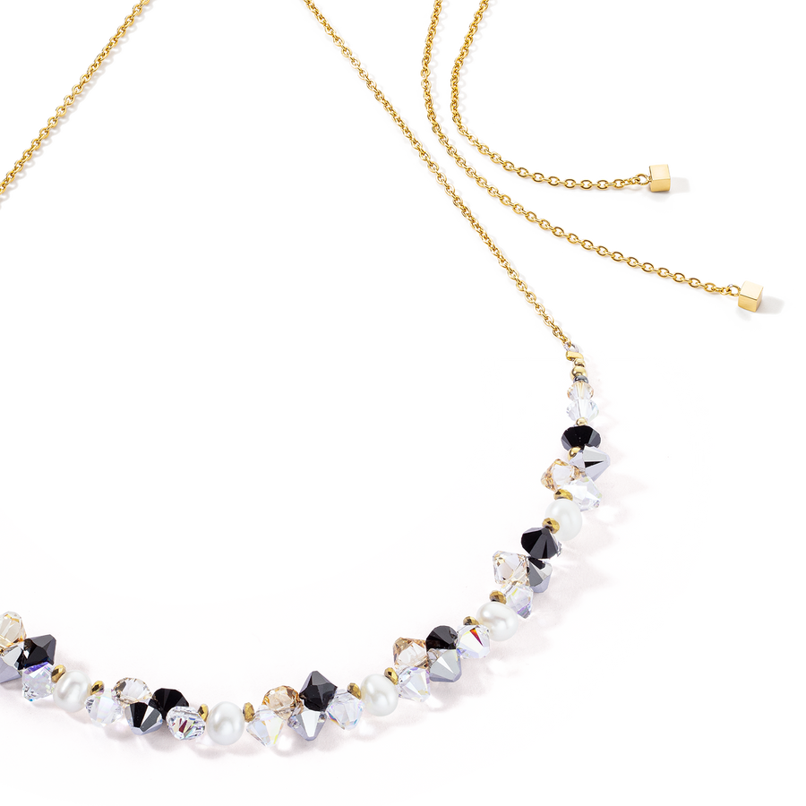 Halskette Dancing Crystals & Pearls silber-schwarz