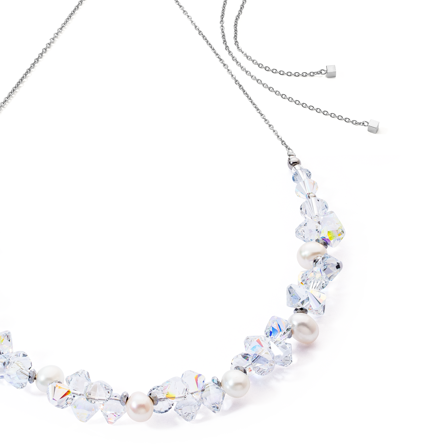Halskette Dancing Crystals & Pearls Silber