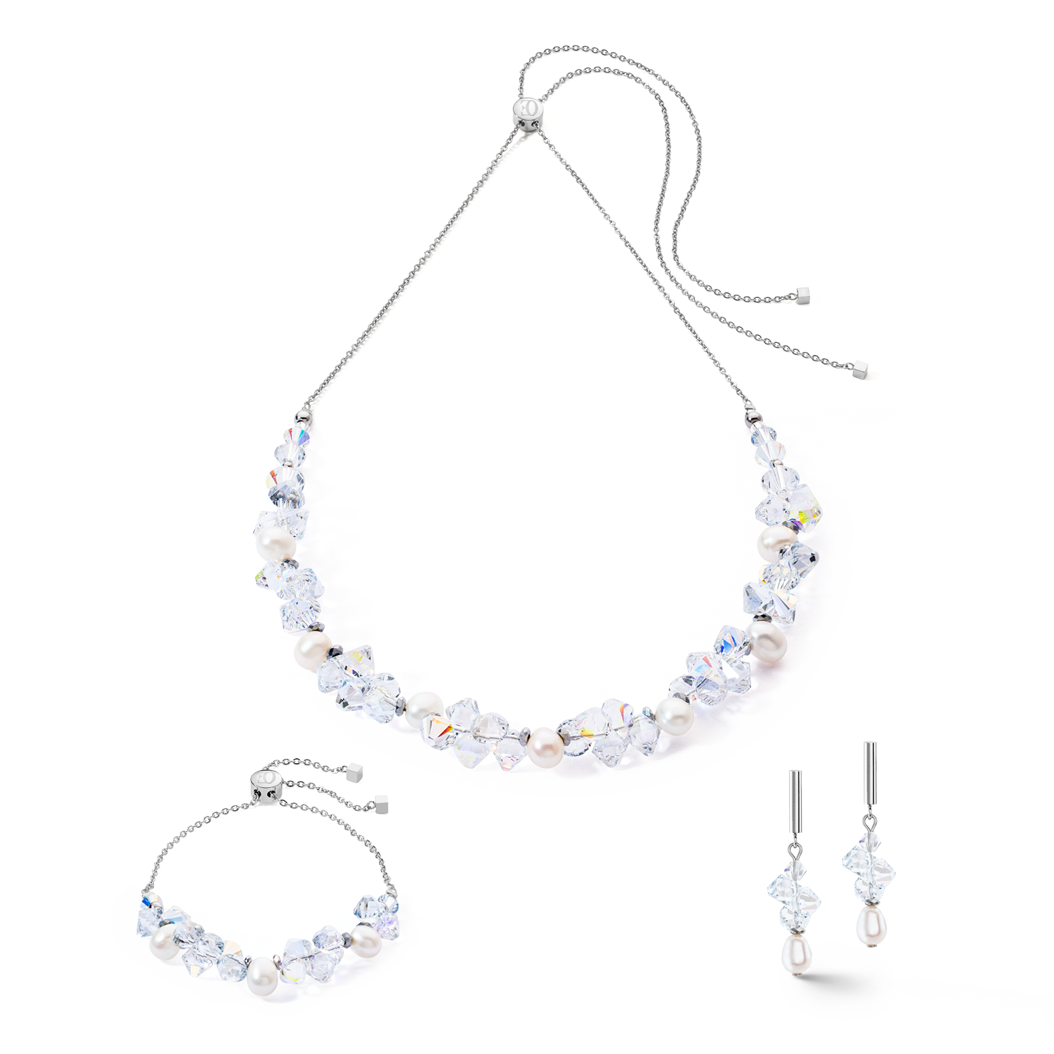 Halskette Dancing Crystals & Pearls Silber