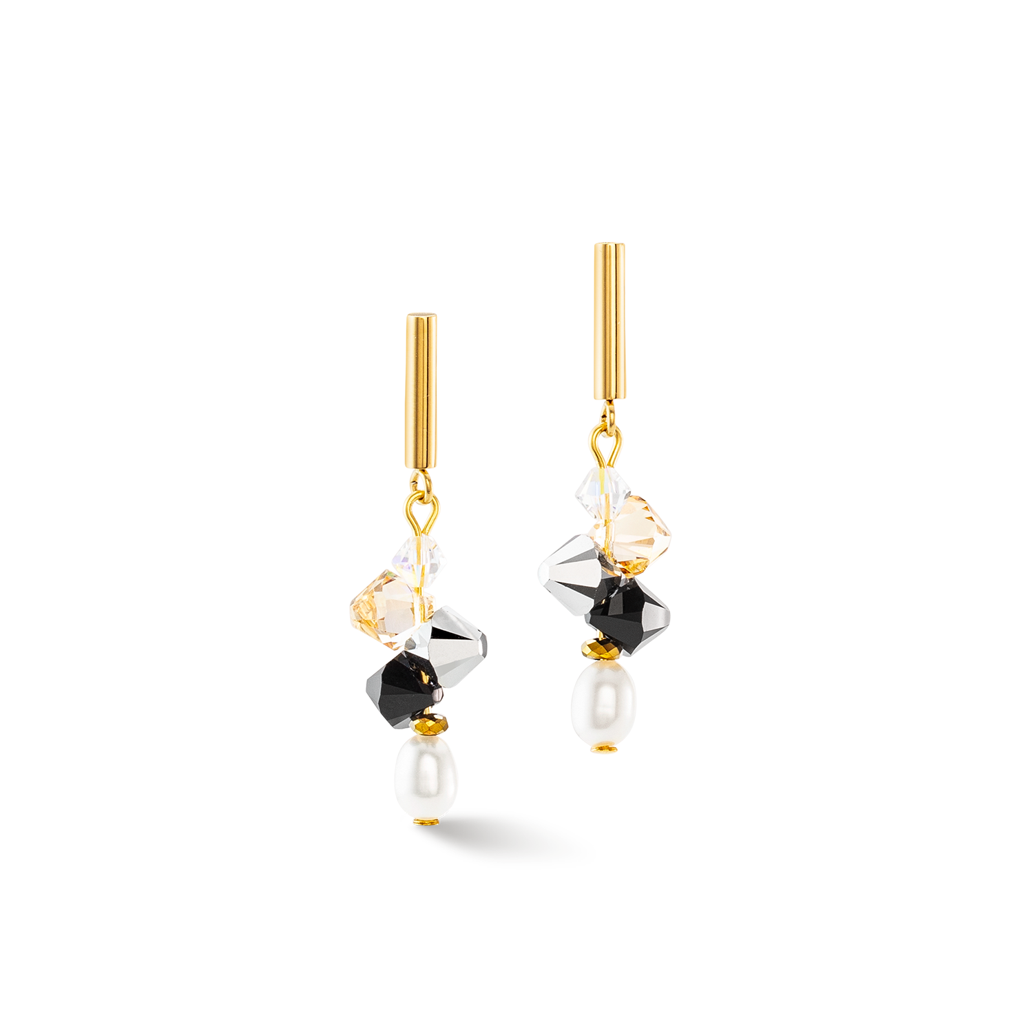 Ohrringe Dancing Crystals & Pearls silber-schwarz