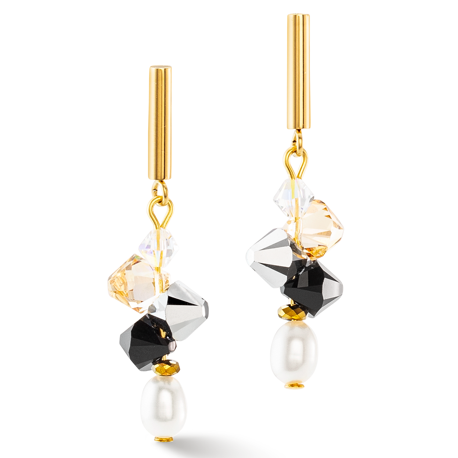 Ohrringe Dancing Crystals & Pearls silber-schwarz