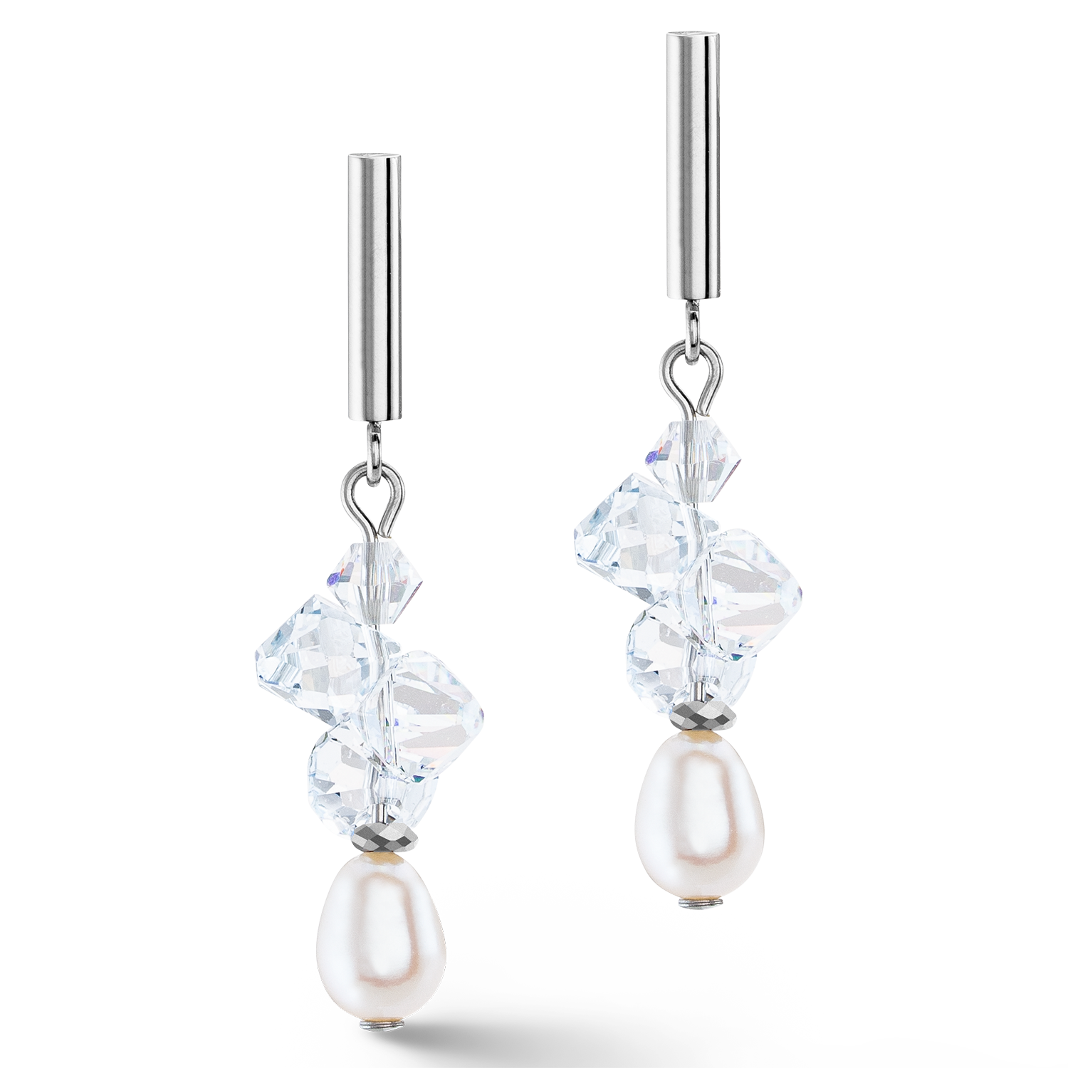 Ohrringe Dancing Crystals & Pearls Silber