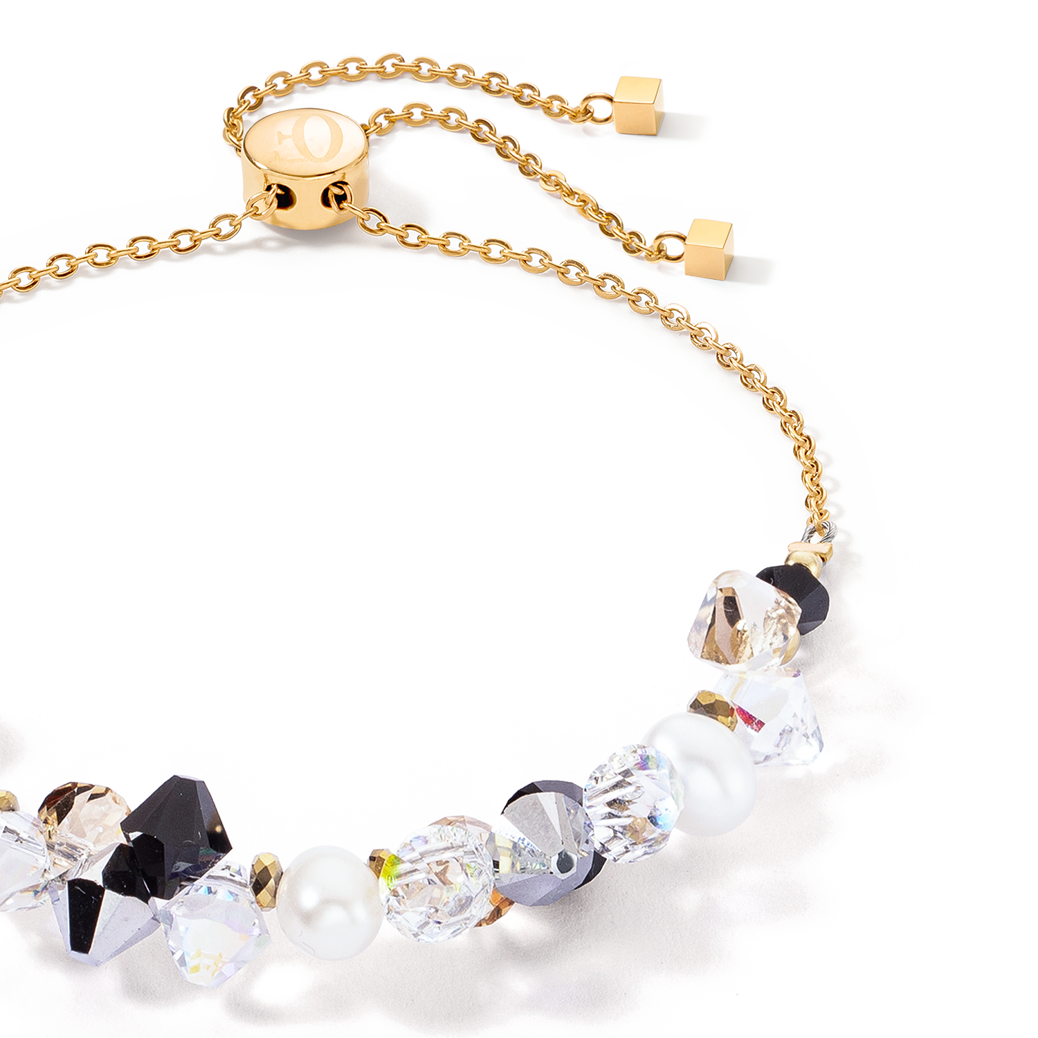 Armband Dancing Crystals & Pearls silber-schwarz von COEUR DE LION – Detailaufnahme