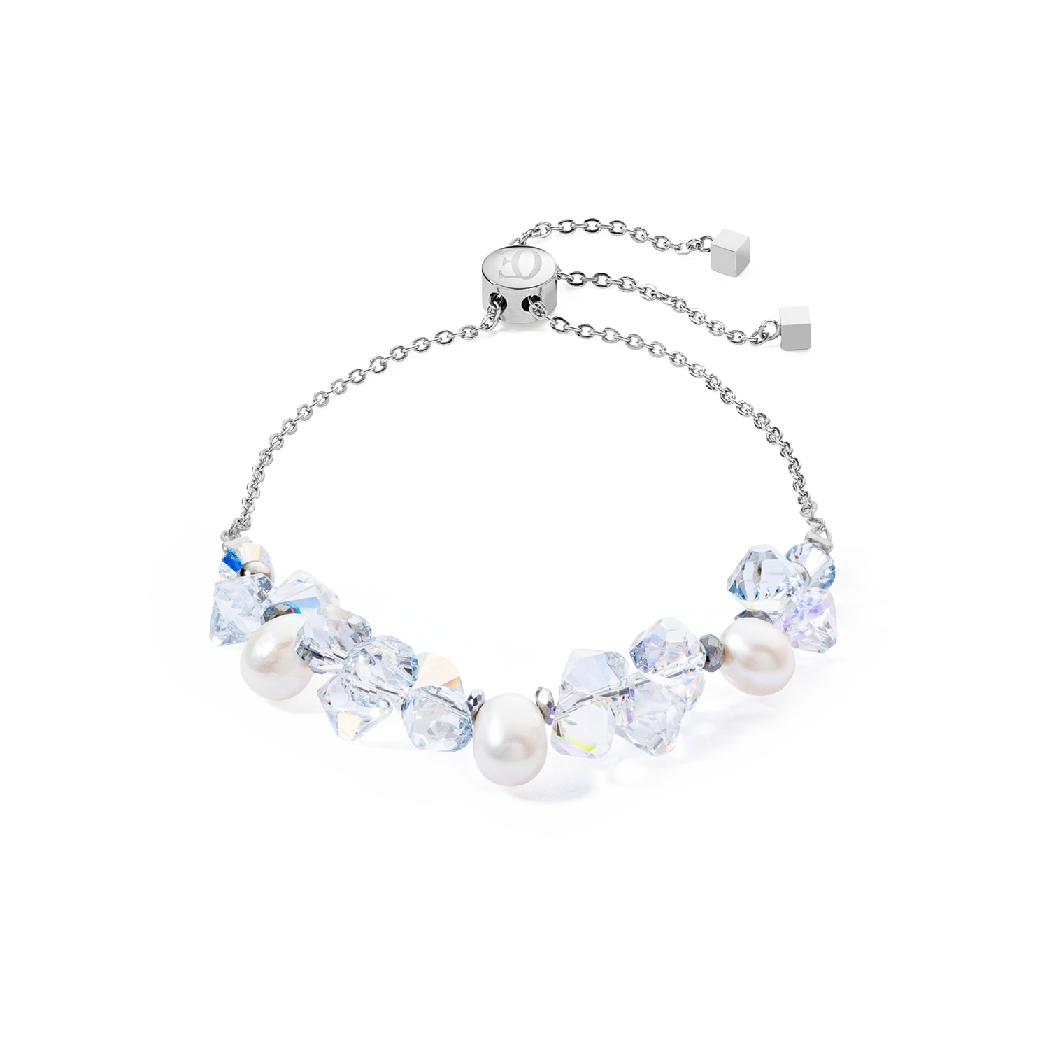 Armband Dancing Crystals & Pearls Silber