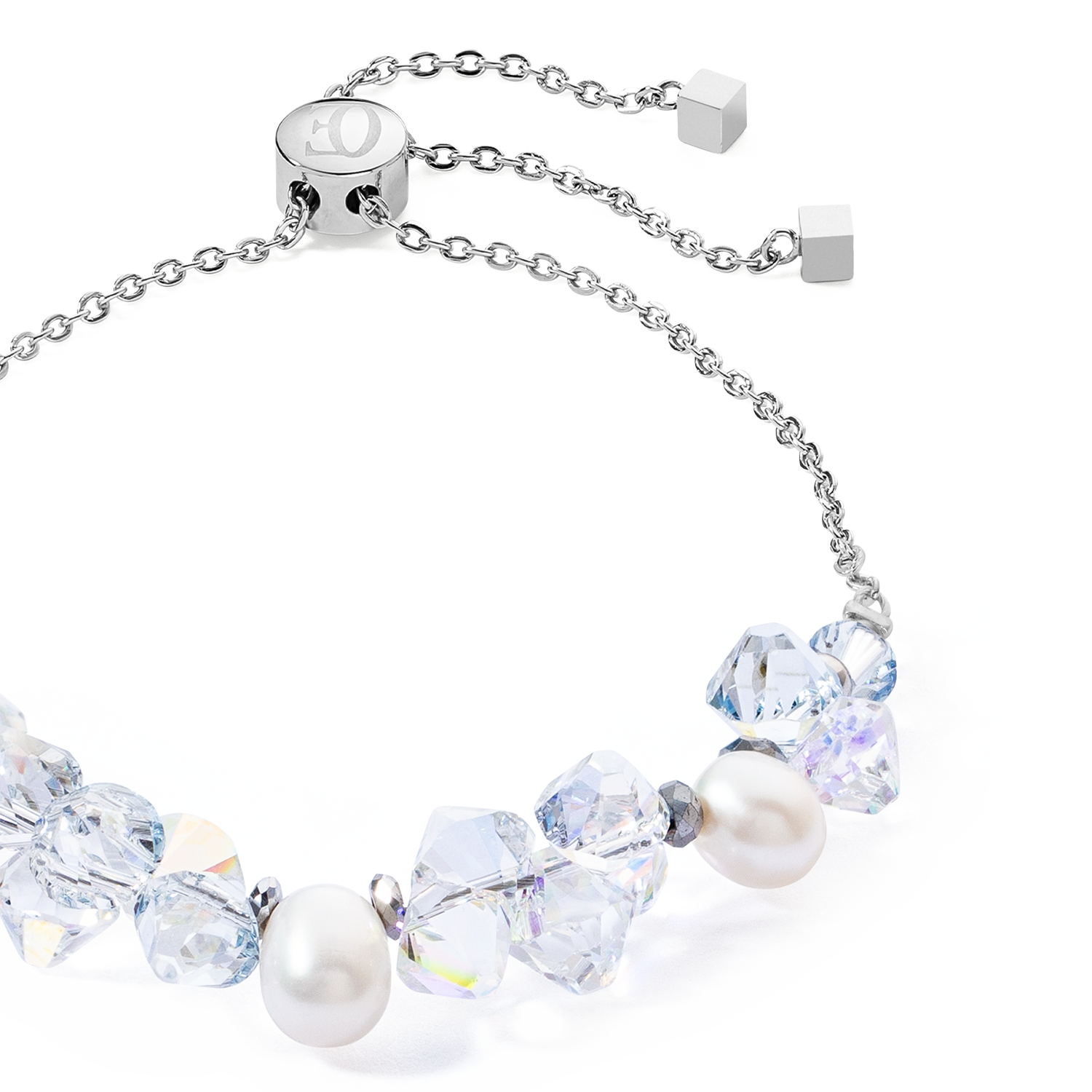 Armband Dancing Crystals & Pearls Silber von COEUR DE LION – Detailaufnahme