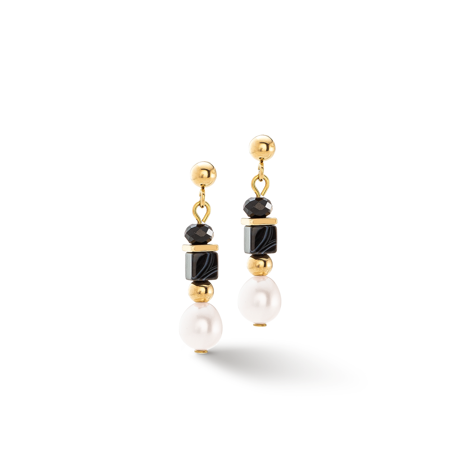 Pearls & Onyx Ohrringe gold
