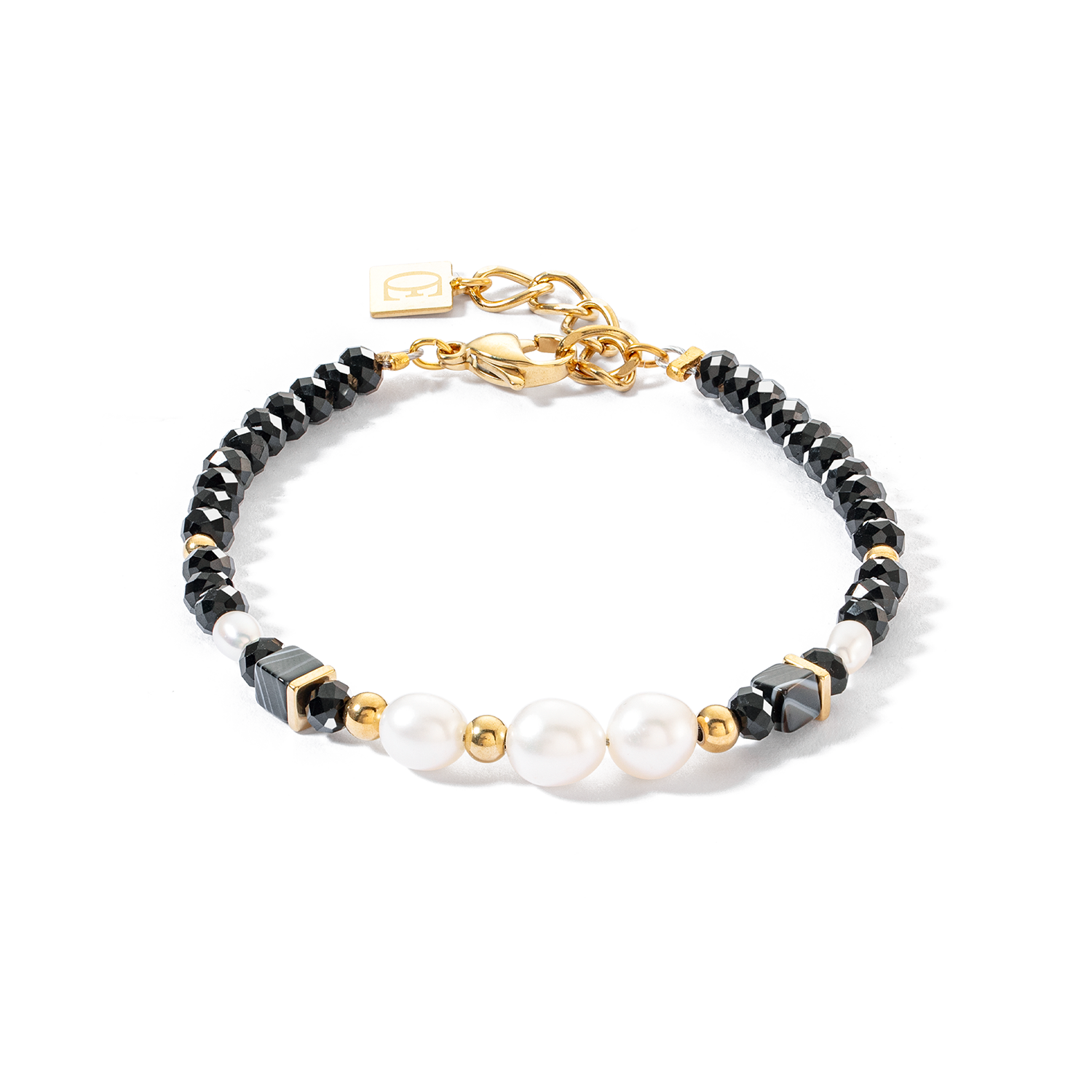 Pearls & Onyx Armband gold