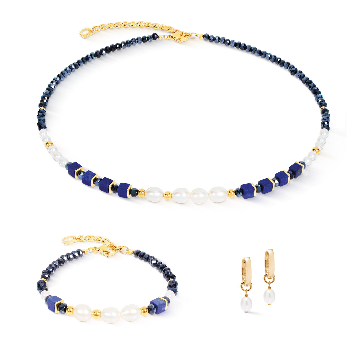 Halskette Cosmic Pearls Midnight Gold