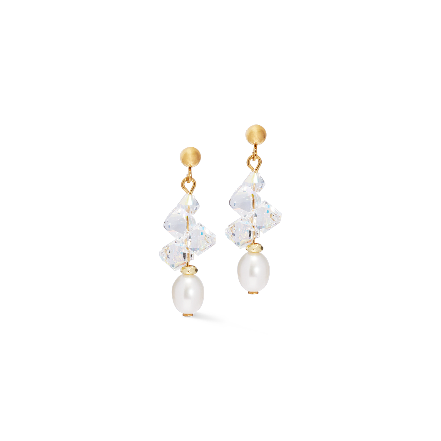 Ohrringe Dancing Crystals &amp; Pearls gold von COEUR DE LION