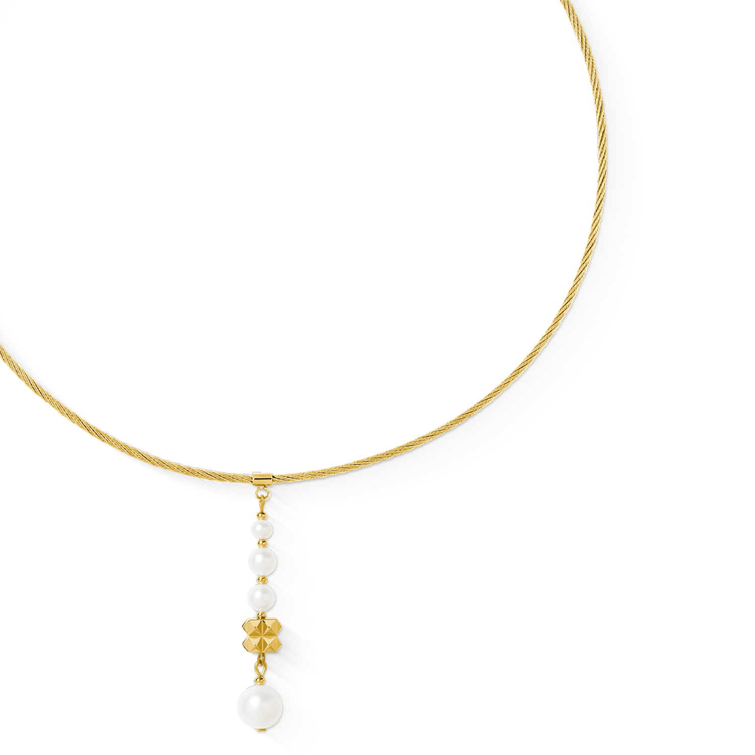 Halskette Pearl & Spikes Drop gold von COEUR DE LION – Detailaufnahme
