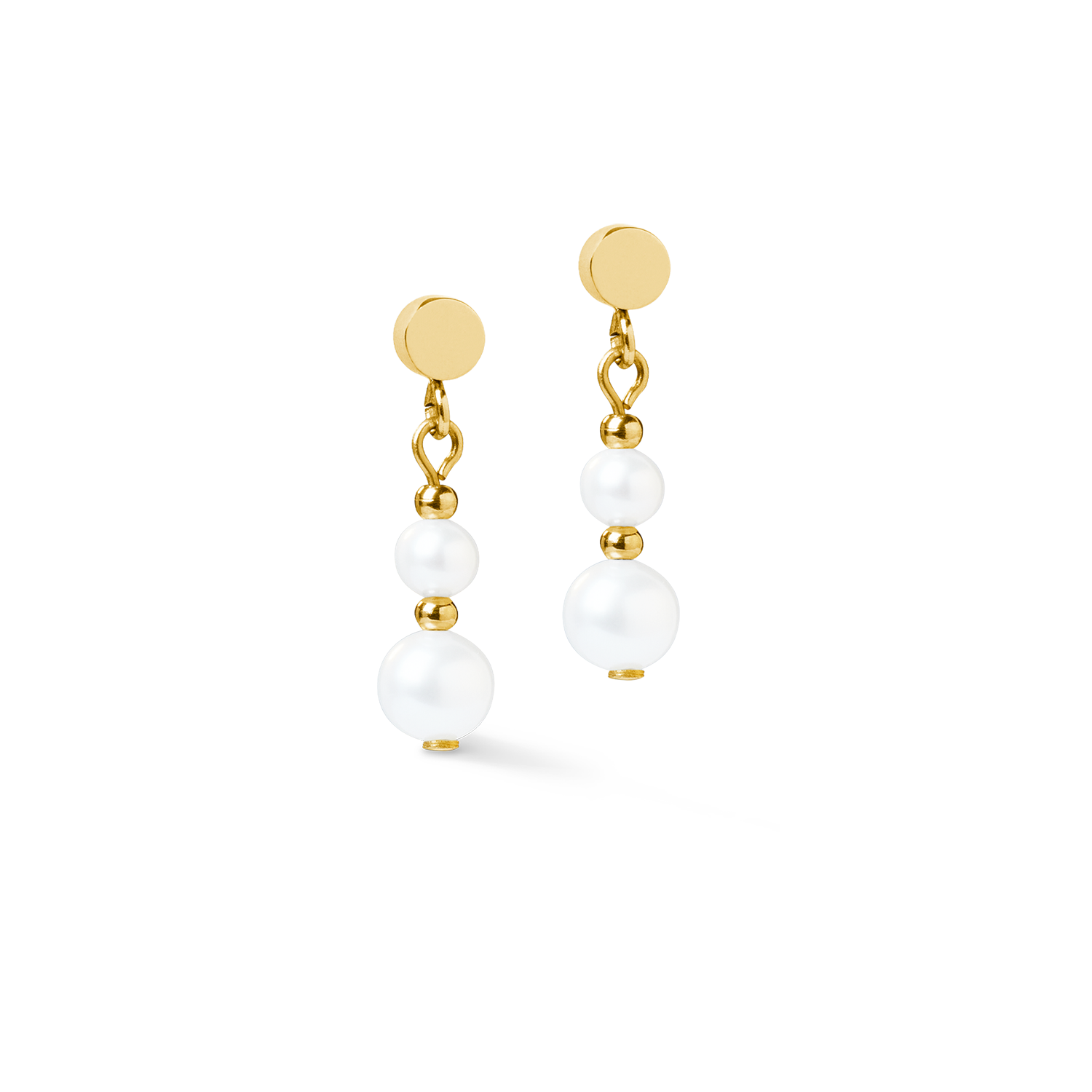 Ohrringe Pearl & Spikes Drop gold von COEUR DE LION – Detailaufnahme
