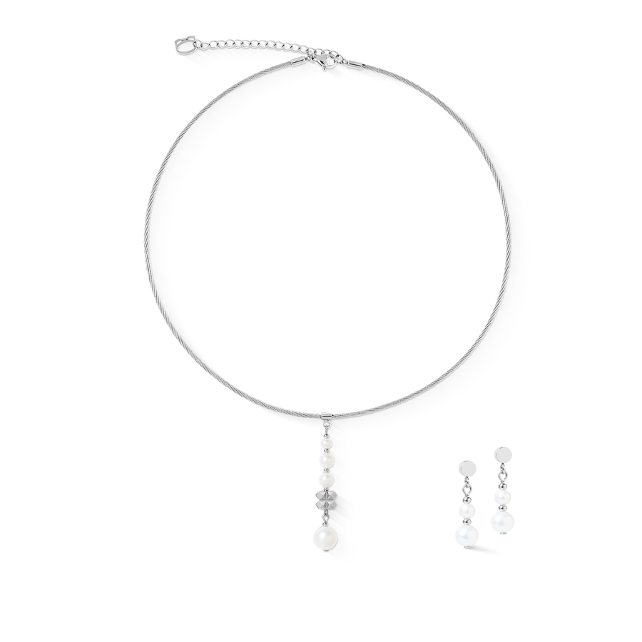 Ohrringe Pearl & Spikes Drop Silber
