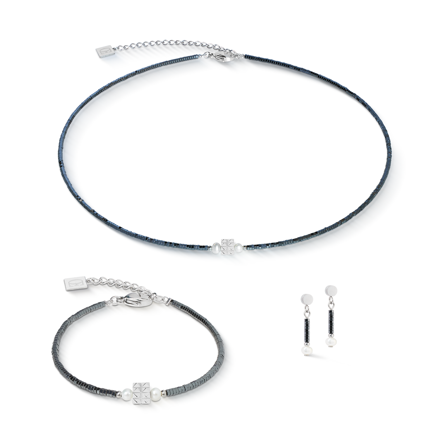 Halskette Edge & Grace anthrazit-silber