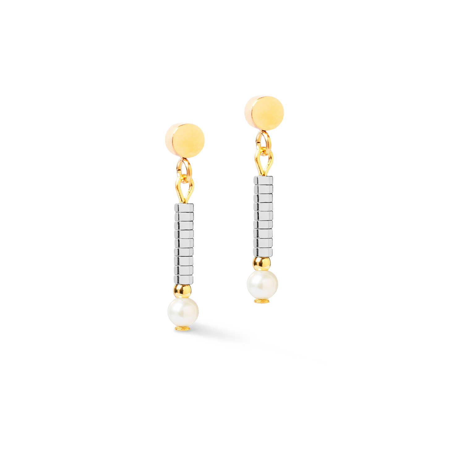 Ohrringe Edge & Grace silber-gold von COEUR DE LION – Detailaufnahme