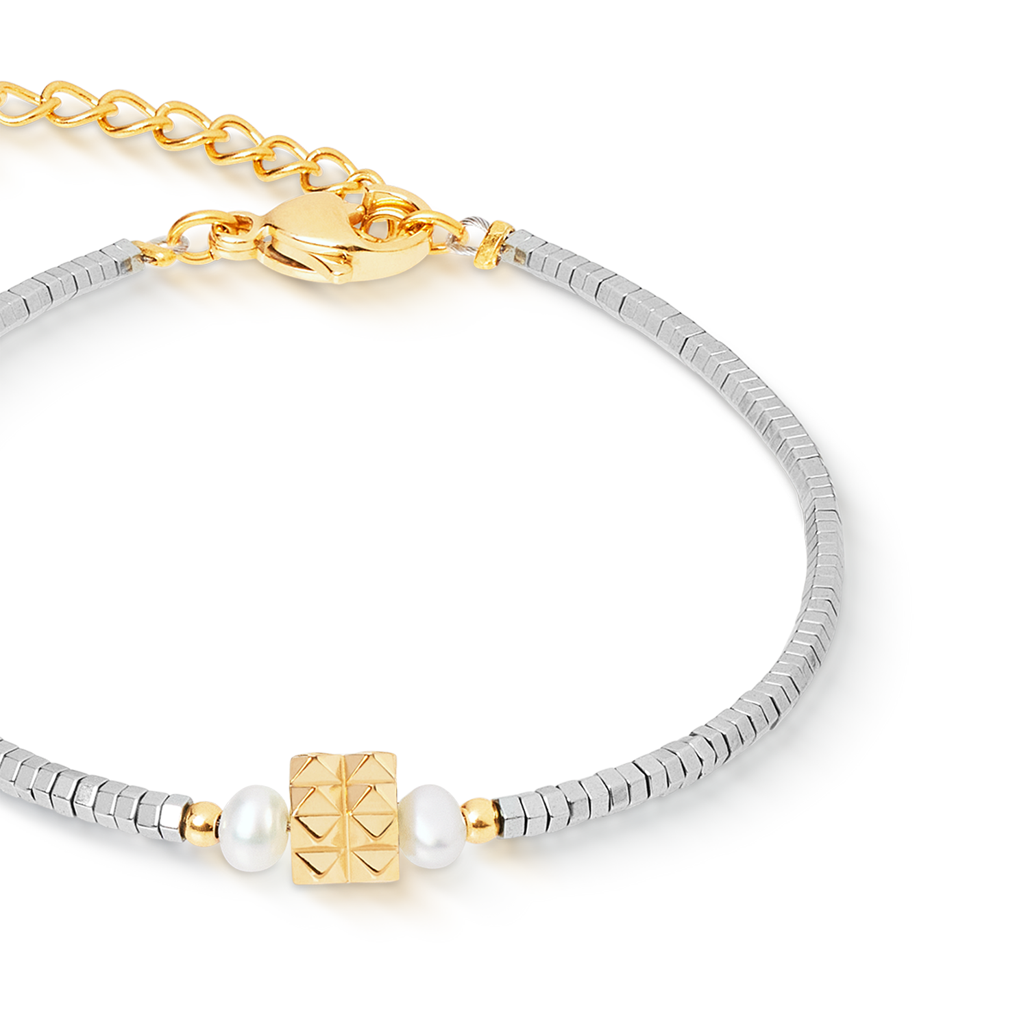 Armband Edge & Grace silber-gold von COEUR DE LION – Detailaufnahme