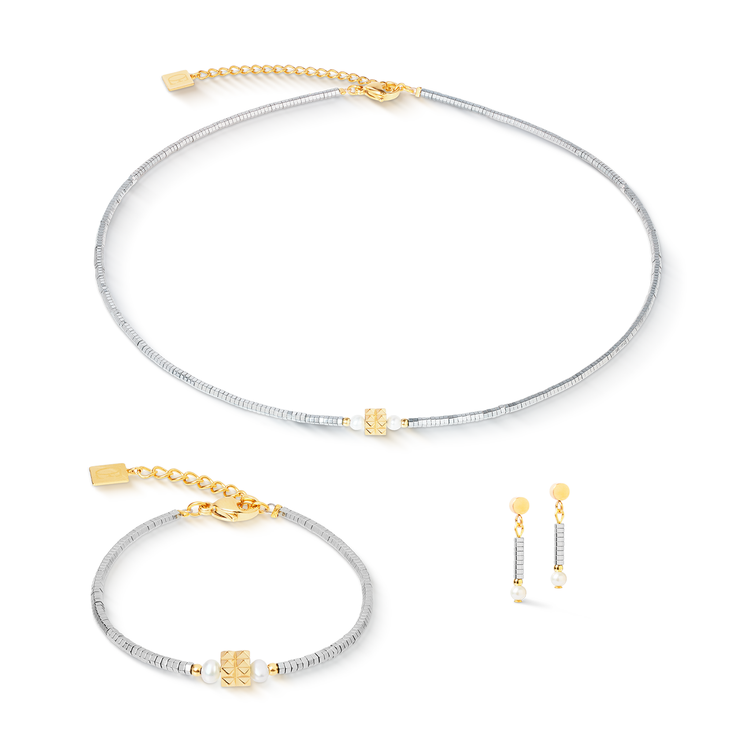 Armband Edge & Grace silber-gold von COEUR DE LION – im Set mit passenden Schmuckstücken