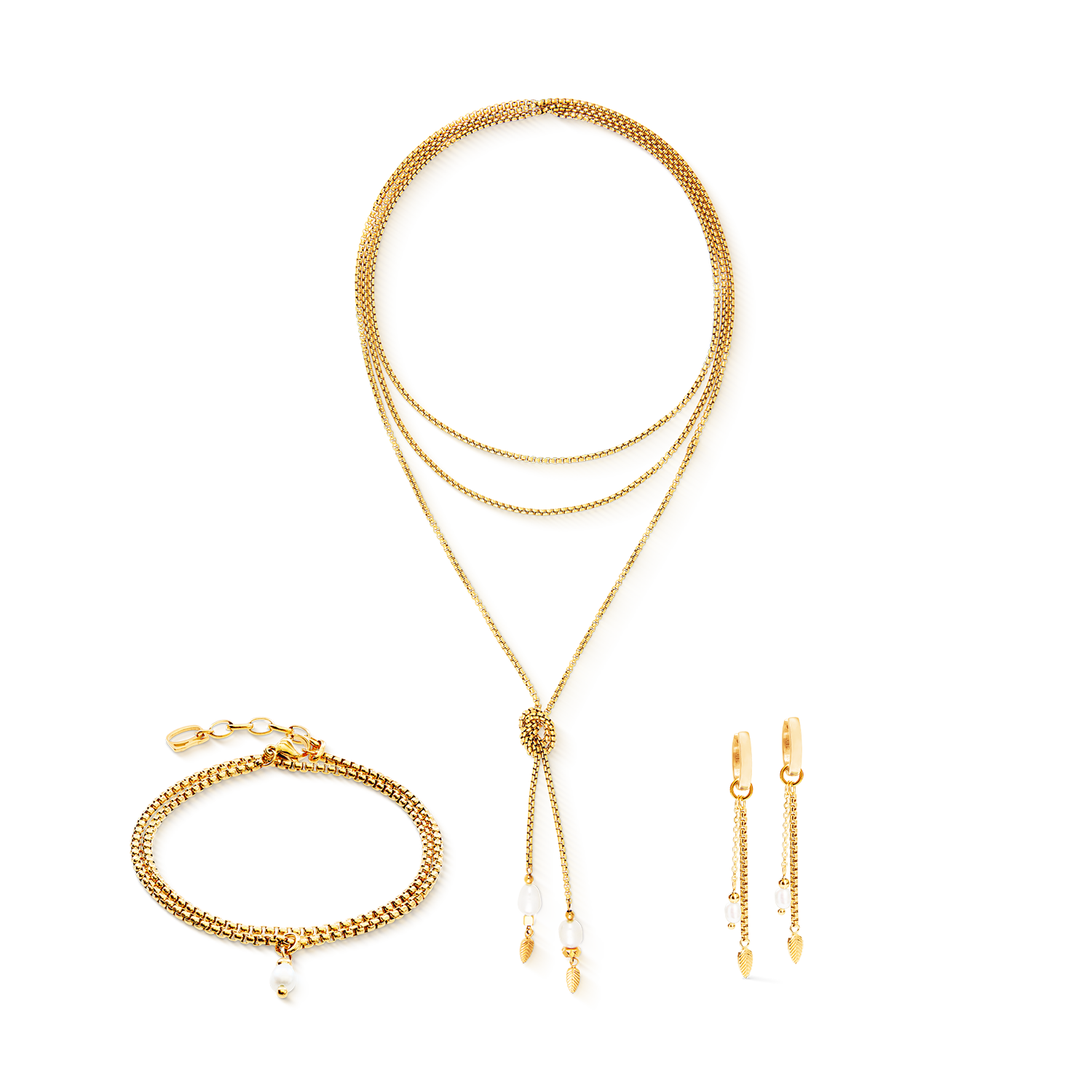 Halskette Serene Knot Chain gold von COEUR DE LION – im Set mit passenden Schmuckstücken