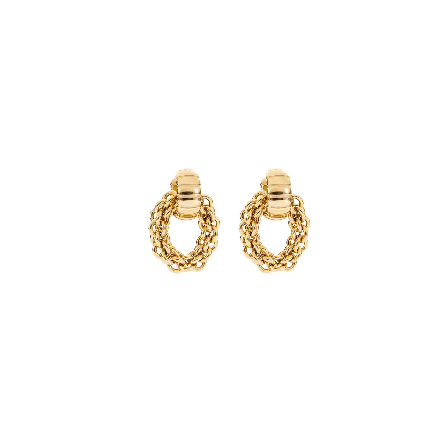 Structure Creolen mit Chain-Anhänger Gold