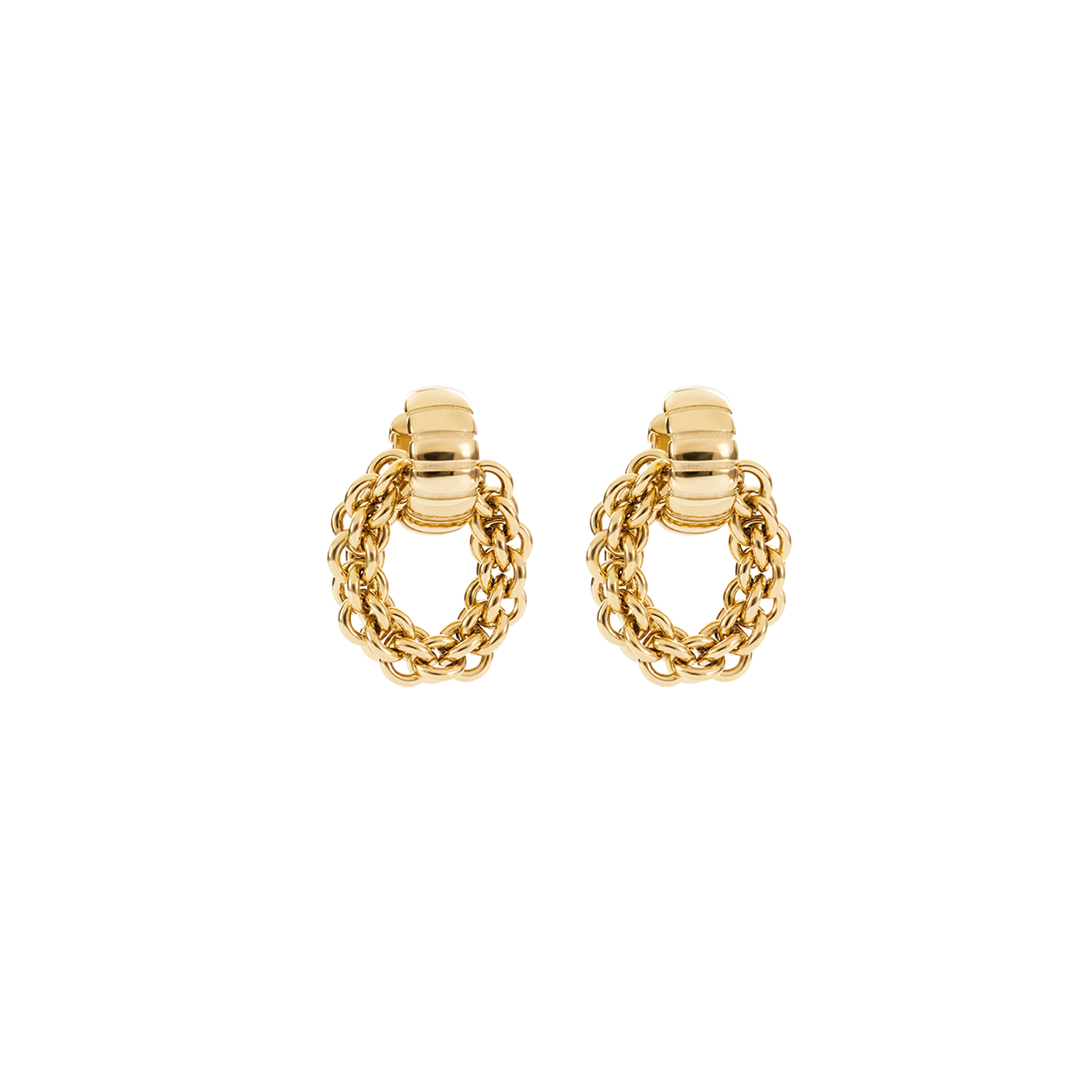 Structure Creolen mit Chain-Anhänger Gold
