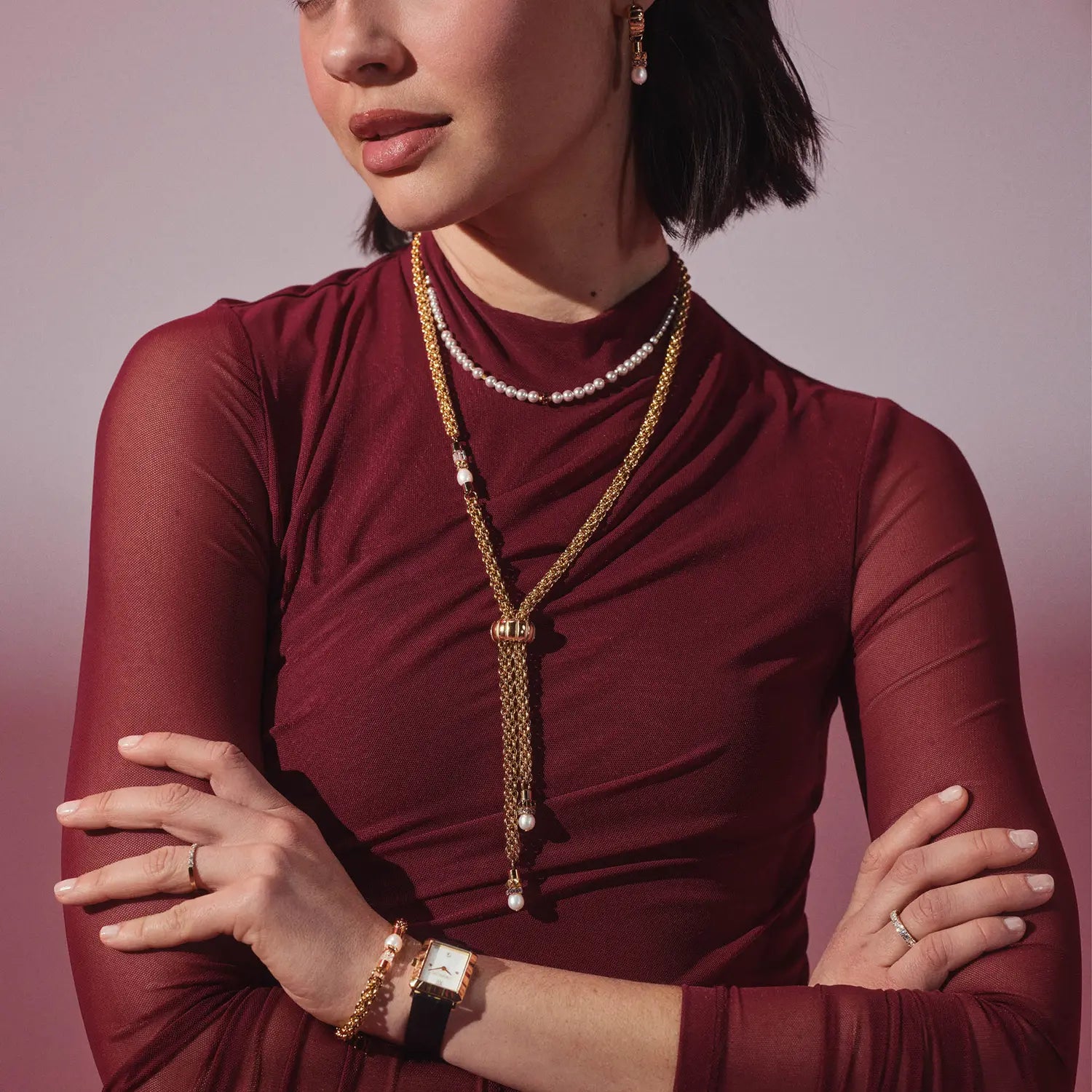 COEUR DE LION Structure Armband Gold – am Model