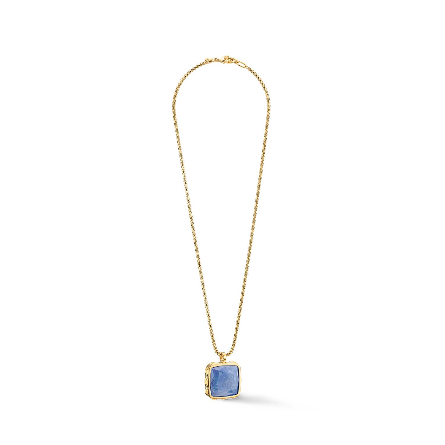 Halskette Amulett Spikes Square Aventurin gold-Blau