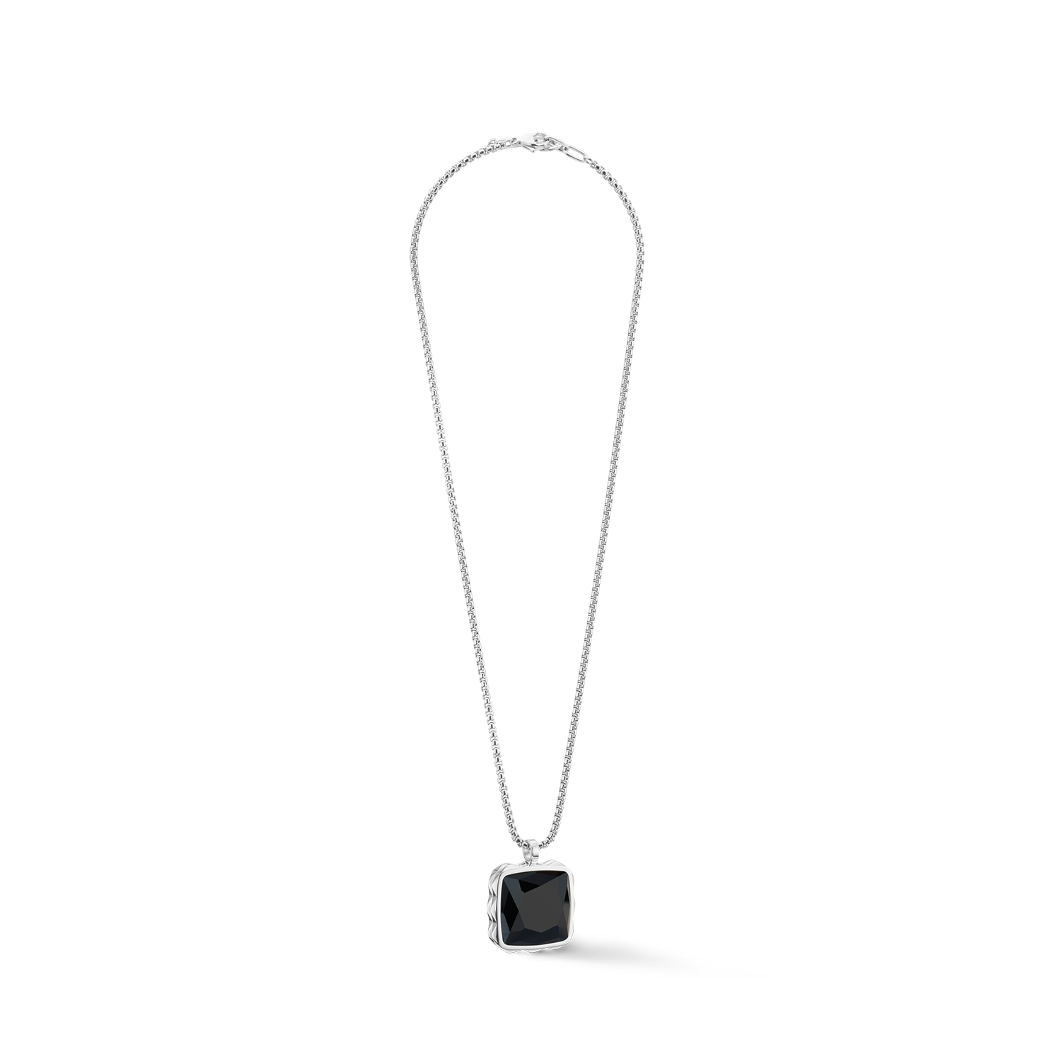 Halskette Amulett Spikes Square Onyx silber-Schwarz