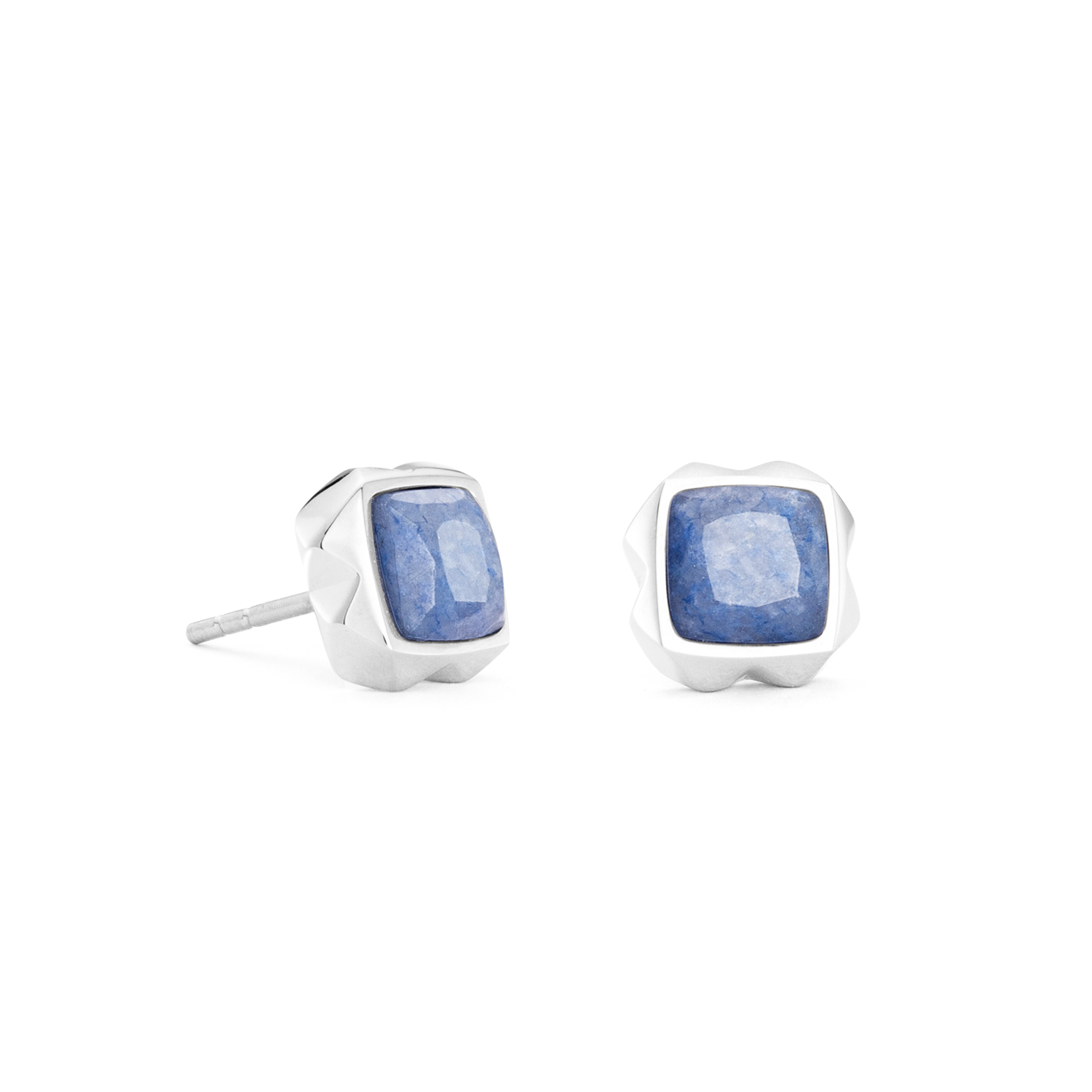 Ohrringe Spikes Square Aventurin Silber-Blau von COEUR DE LION