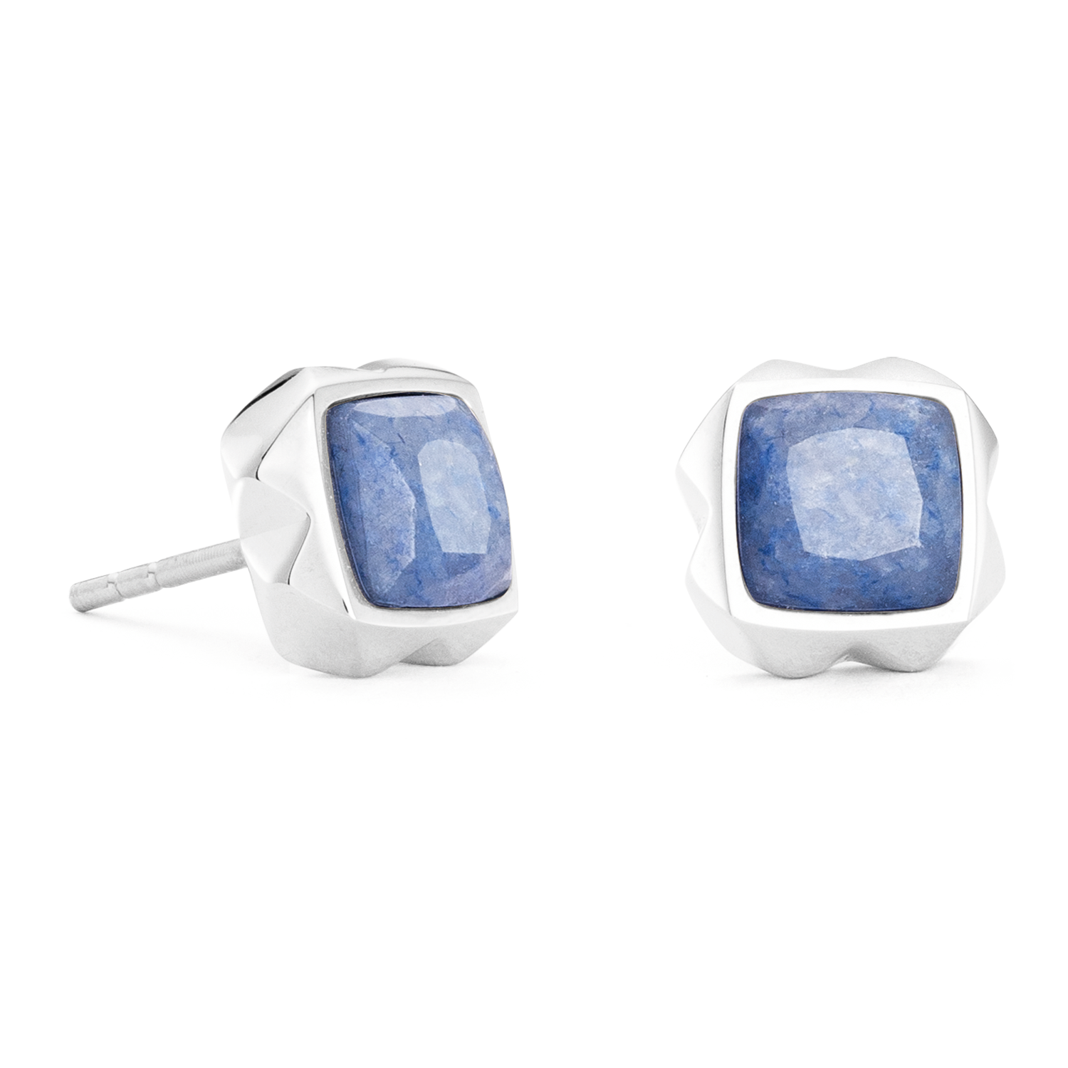Ohrringe Spikes Square Aventurin Silber-Blau von COEUR DE LION – Detailaufnahme