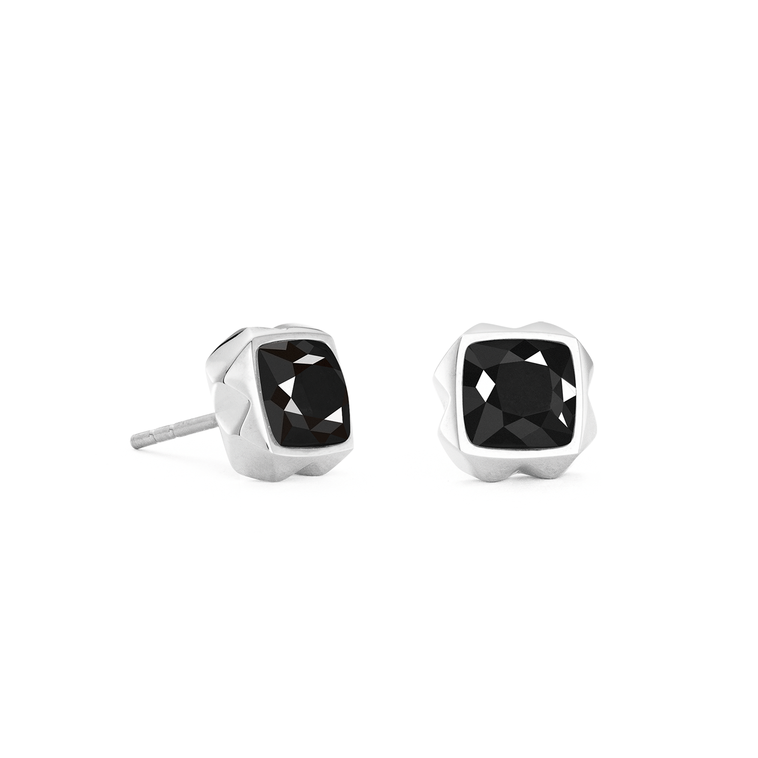 Ohrringe Spikes Square Onyx silber-schwarz