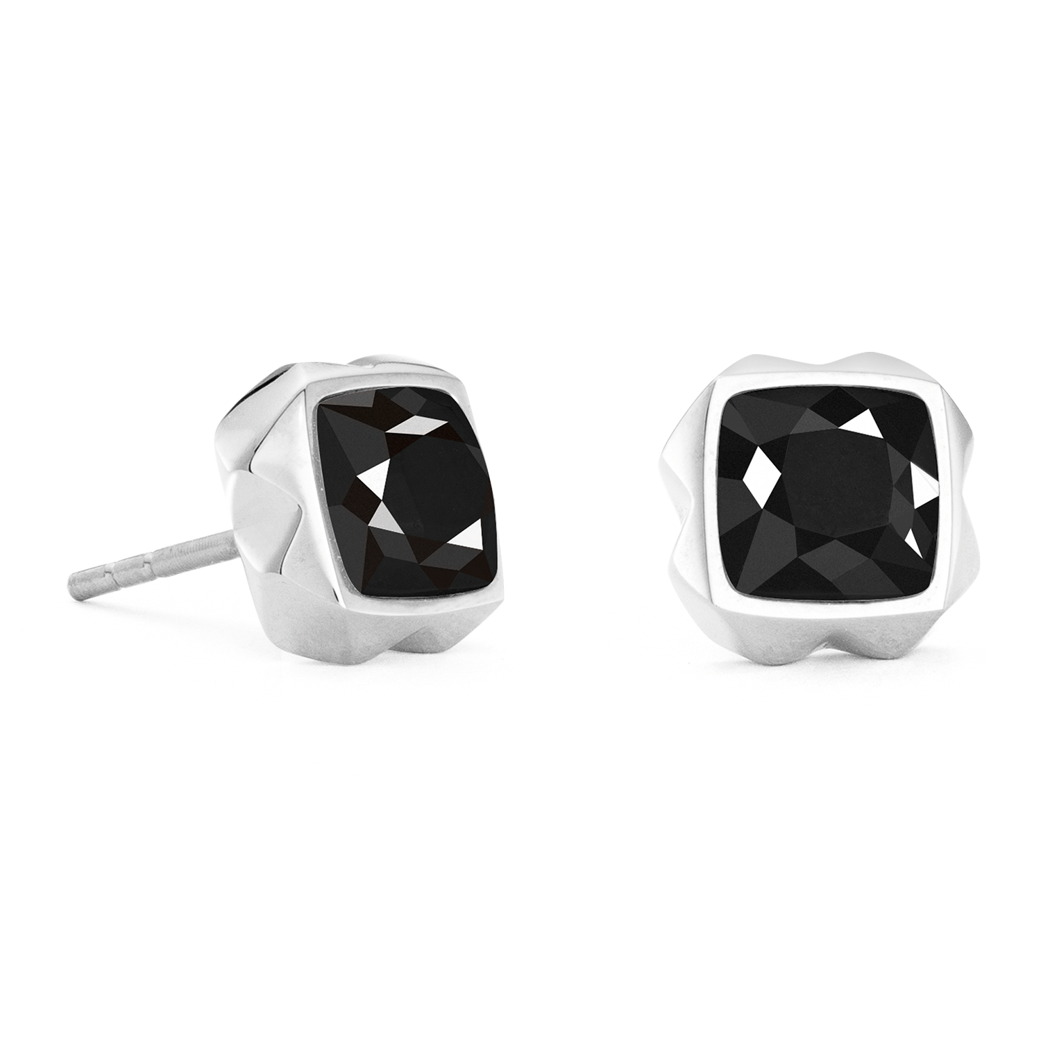 Ohrringe Spikes Square Onyx silber-schwarz