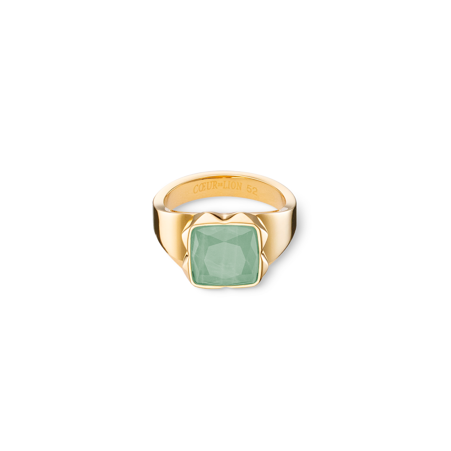 Ring Spikes Square Aventurin gold-grün