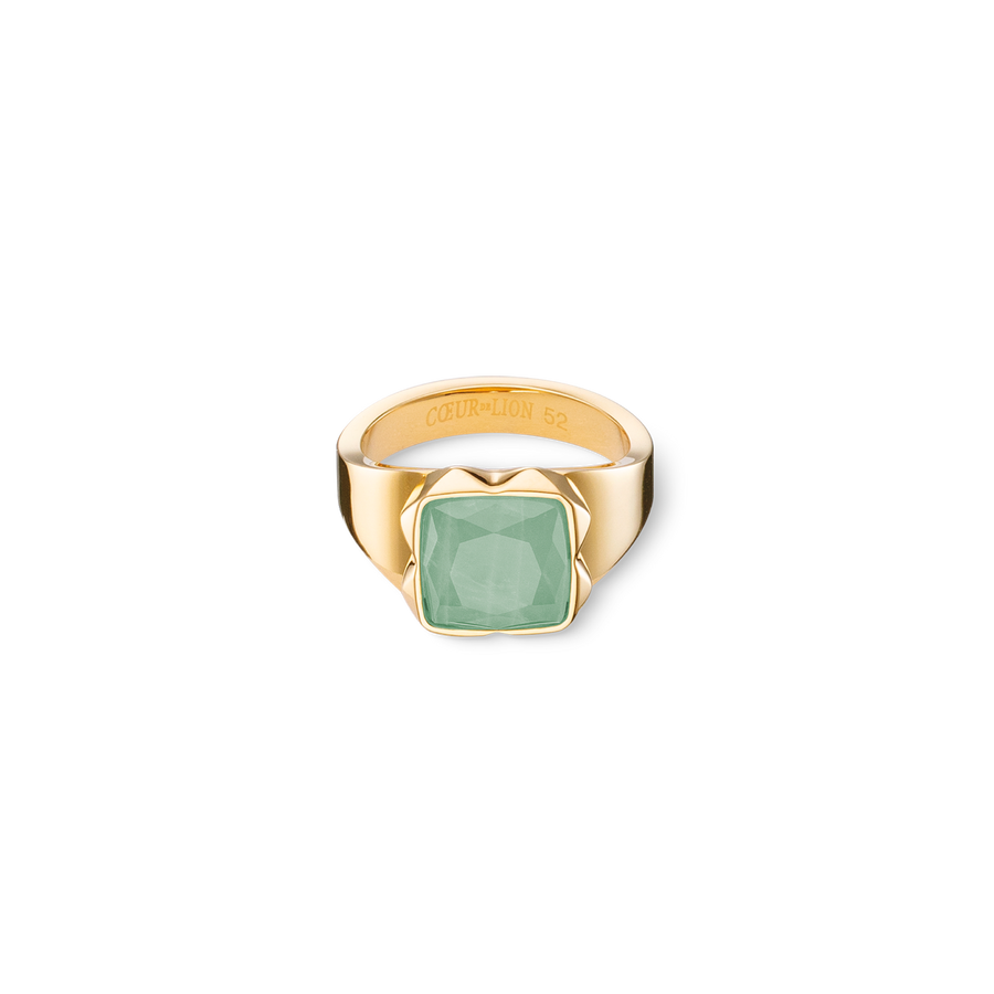 Ring Spikes Square Aventurin gold-grün