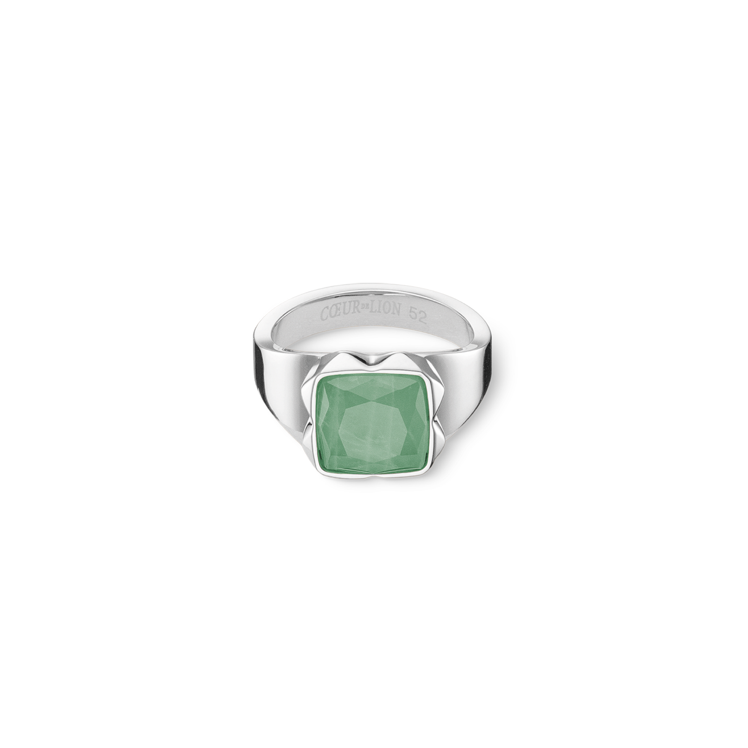 Ring Spikes Square Aventurin silber-grün von COEUR DE LION