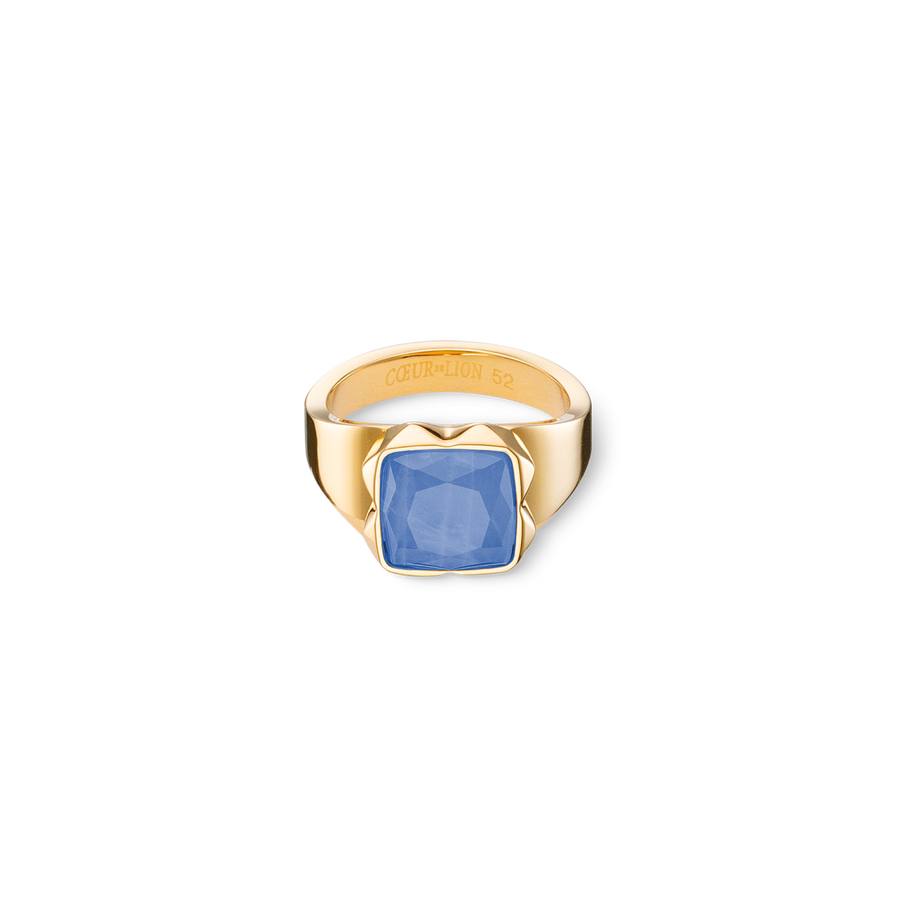 Ring Spikes Square Aventurin Gold-Blau