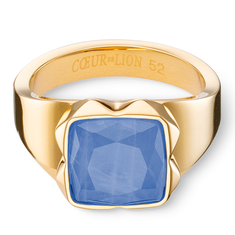 Ring Spikes Square Aventurin Gold-Blau