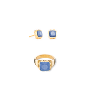 Ring Spikes Square Aventurin gold-blau von COEUR DE LION – im Set mit passenden Schmuckstücken