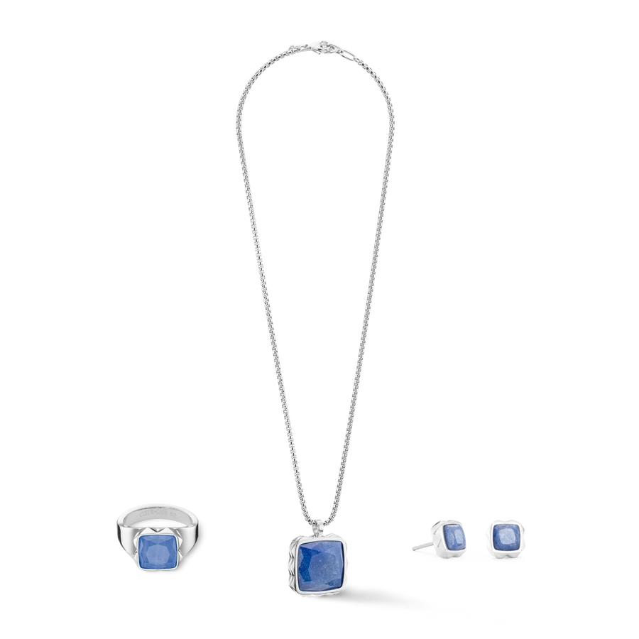 Ring Spikes Square Aventurin silber-blau