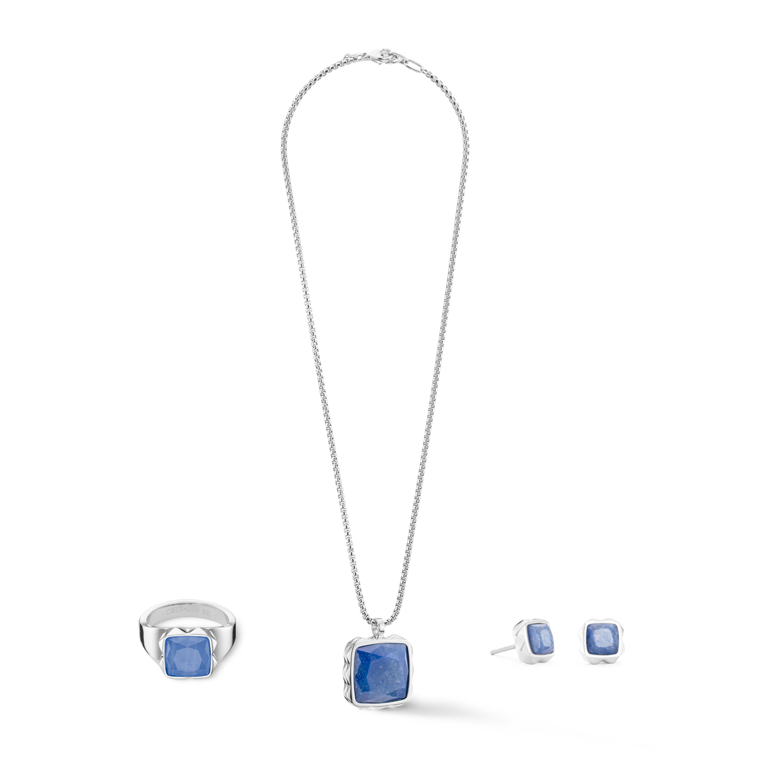 Ring Spikes Square Aventurin silber-blau