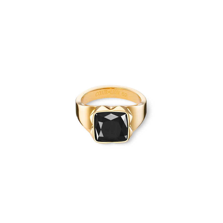 Ring Spikes Square Onyx gold-schwarz