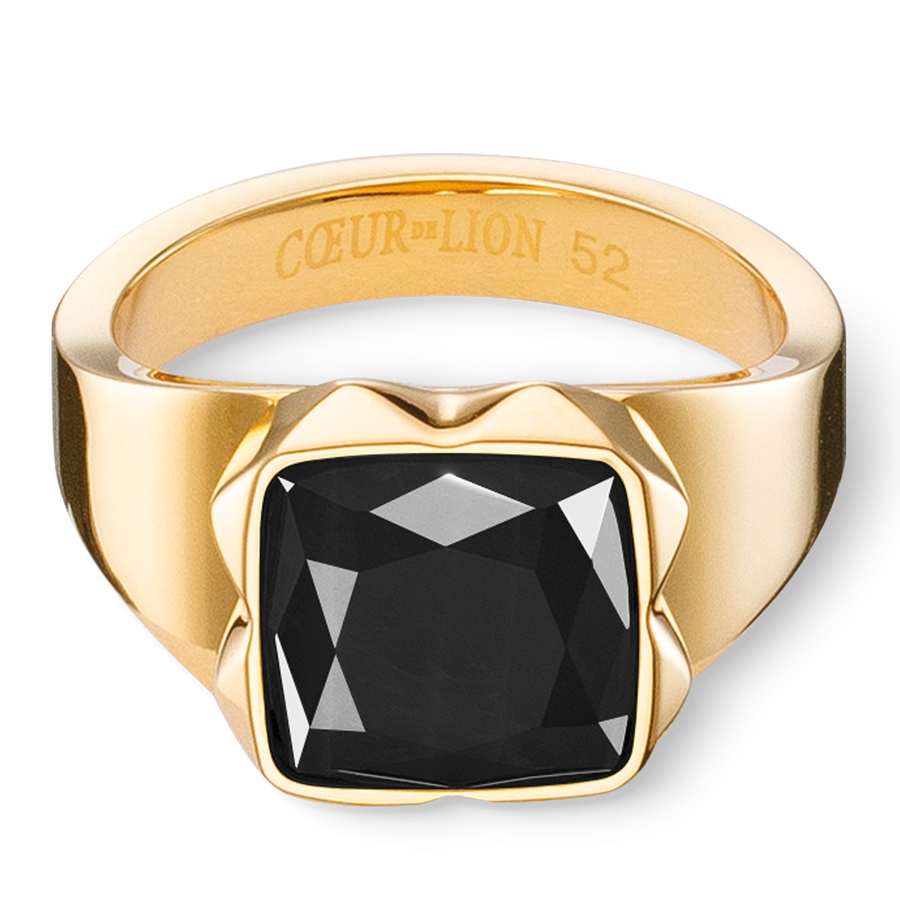 Ring Spikes Square Onyx gold-schwarz