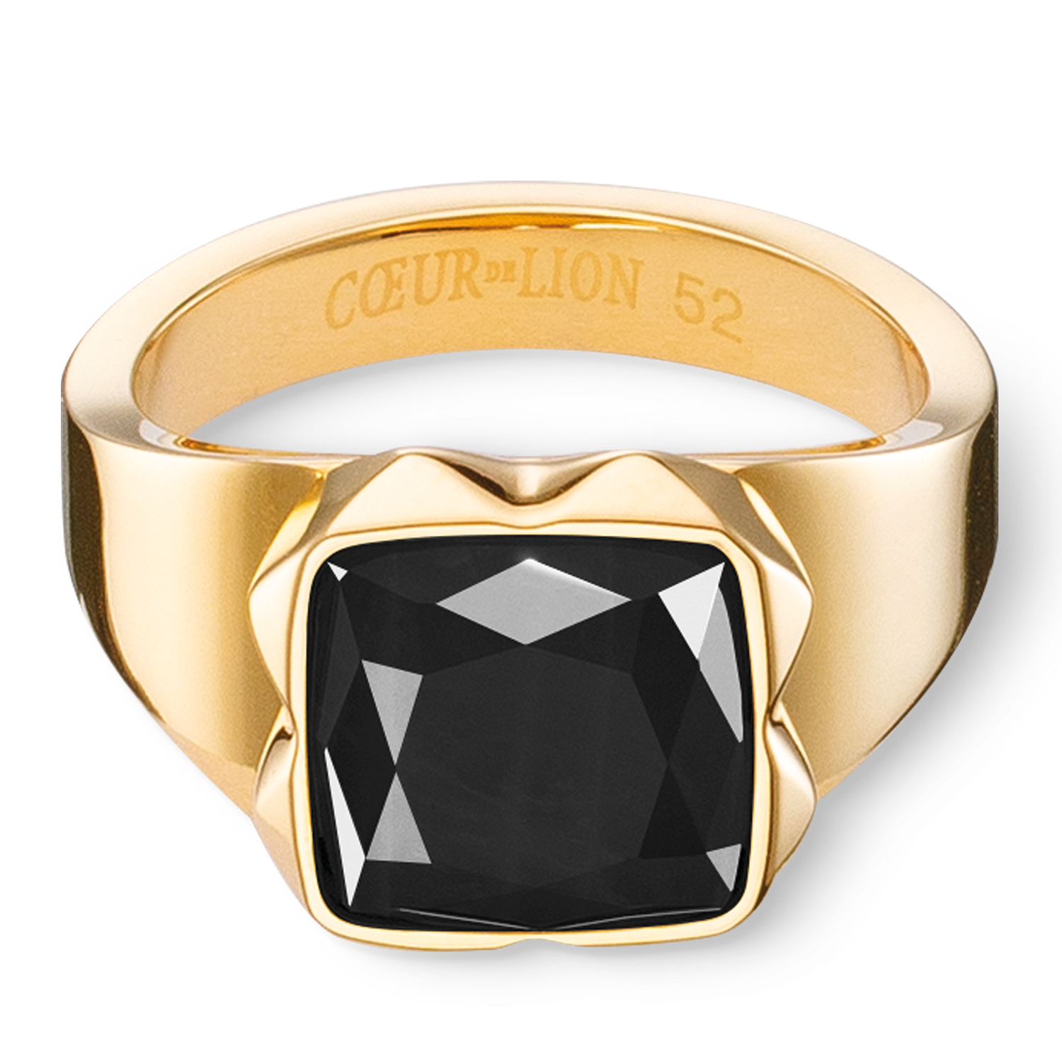 Ring Spikes Square Onyx gold-schwarz von COEUR DE LION – Detailaufnahme