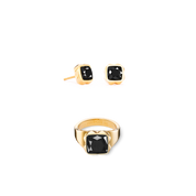 Ring Spikes Square Onyx gold-schwarz von COEUR DE LION – im Set mit passenden Schmuckstücken
