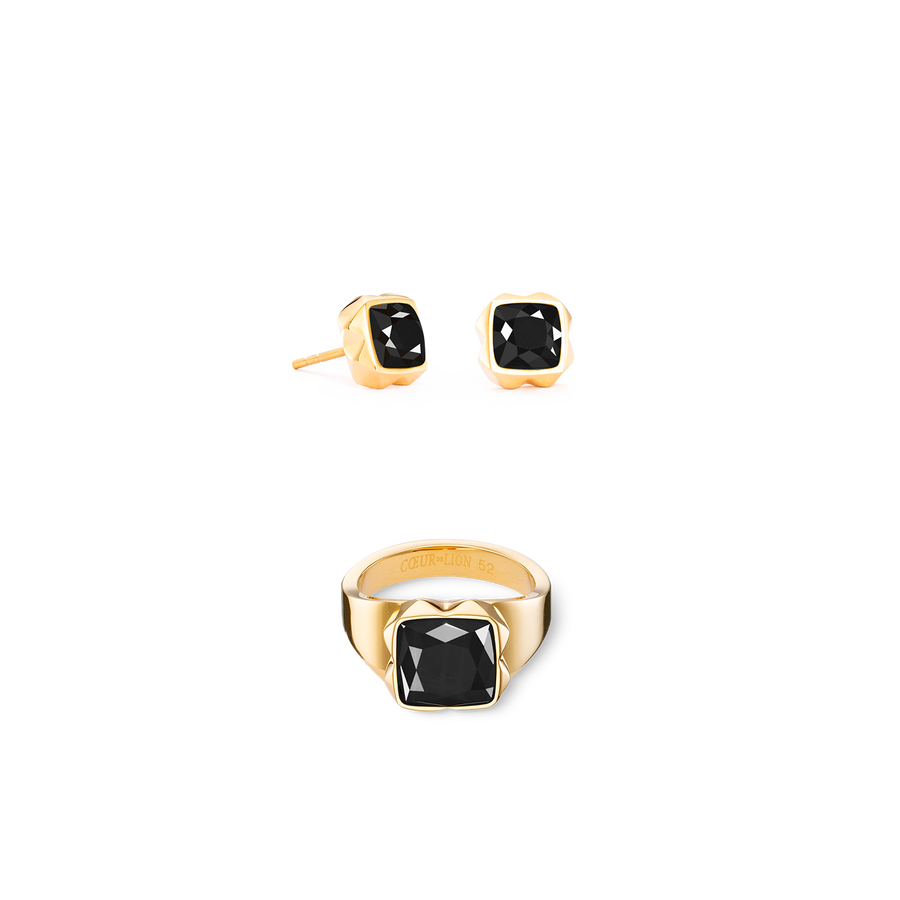 Ring Spikes Square Onyx gold-schwarz