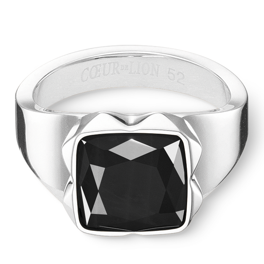 Ring Spikes Square Onyx silber-schwarz