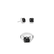 Ring Spikes Square Onyx silber-schwarz von COEUR DE LION – im Set mit passenden Schmuckstücken